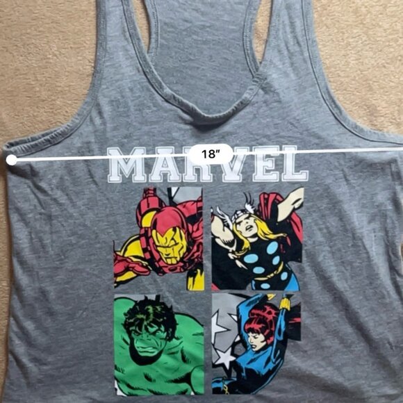 Marvel Women Medium Racerback Hulk Iron Man Thor Gray Comic Hi-lo Tank Top (Z) - Picture 4 of 4